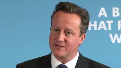 Prime Minister David Cameron speaking about youth employment and welfare