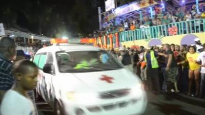 Emergency services tend to those injured at the carnival in Haiti