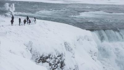 Partially frozen Niagara falls