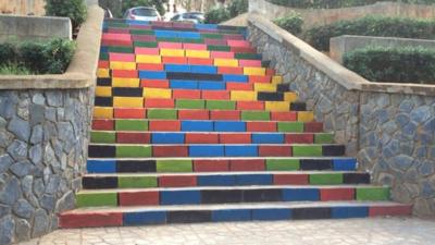 Multi-coloured staircase