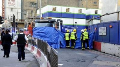 The accident scene in Victoria, central London