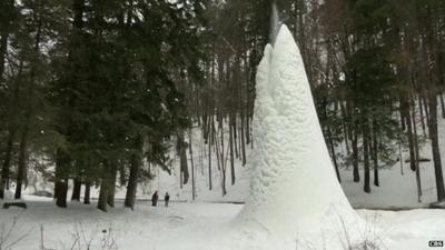 Ice fountain in Letchworth State Park, New York