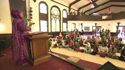 Prayers at the Women's Mosque of America in Los Angeles