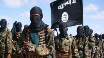 Masked and armed al-Shabab fighters - file photo