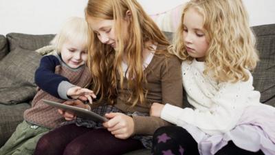 Children using a tablet