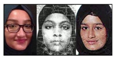 From left: Kadiza Sultana, Amira Abase and Shamima Begum left the UK a week ago