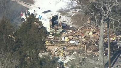 Aerial shot of site of New Jersey house destroyed in gas explosion