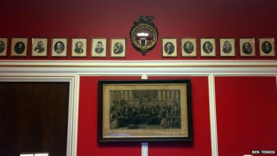 'Downton Abbey' style interior of office of Republican Congressman Aaron Schock