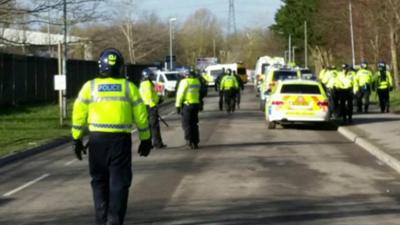 Police at scene of illegal rave in Swindon