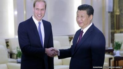 Prince William (left) and Chinese President Xi Jinping