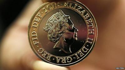 Two-pound coin with the new portrait of the Queen