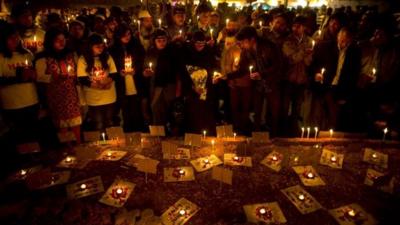 Candlelit vigil in December 2014 protesting violence against women in India