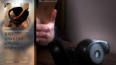 Shot of Camfind app being used to search headphones