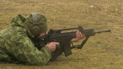 Lithuanian solder on exercises