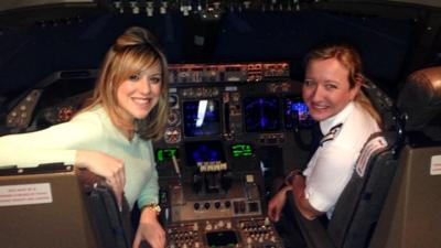 TV reporter Jenny Lawrence with pilot Helen MacNamara