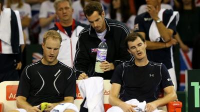 Andy Murray supports the British pair of Jamie Murray and Dominic Inglot