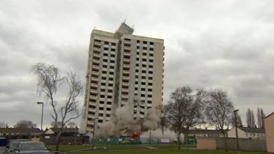 Tower block demolition in Hull