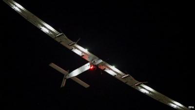 Solar Impulse 2 at night