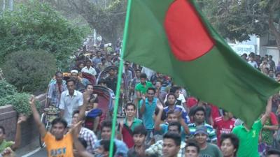 Celebrating Bangladesh fans