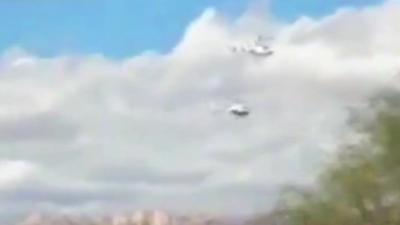 Mobile phone footage caught the moment the helicopters collided