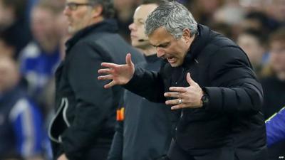 Jose Mourinho gets frustrated by his team's performance