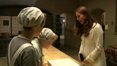 The Duchess of Cambridge with Downton cast members