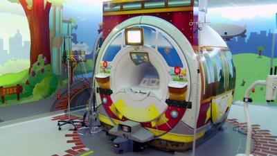 A MRI suite decorated to appeal to children