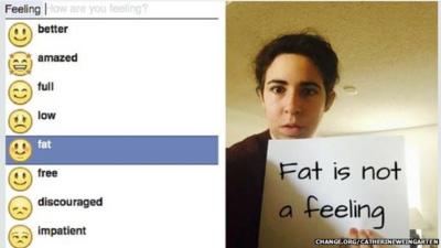Change.org petition to remove Facebook's feeling fat emoji