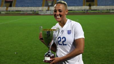 England forward Lianne Sanderson with the Cyprus Cup