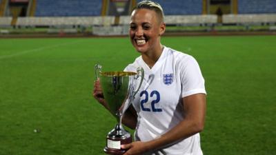 England forward Lianne Sanderson with the Cyprus Cup