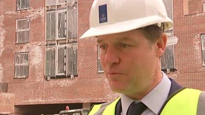 Nick Clegg visiting a building site in London