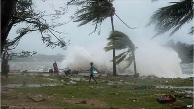 Cyclone Pam batters Port Vila, Vanuatu. 14 March 2015