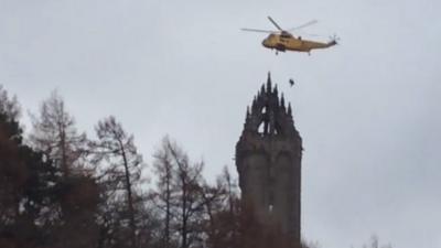 helicopter rescue at Wallace Monument