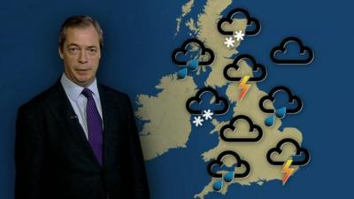 Nigel Farage and weather map