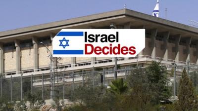 The Knesset with graphic saying 'Israel Decides'