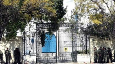 Security forces outside Bardo Museum in Tunis