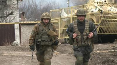 Two soldiers on the ceasefire line