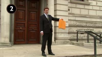 Danny Alexander with yellow Budget box