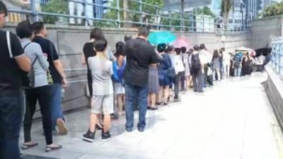 People queuing