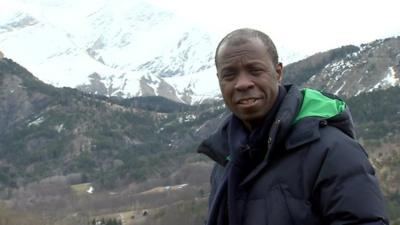 Clive Myrie near the scene of Germanwings plane crash