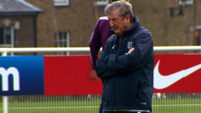 England manager Roy Hodgson watching training