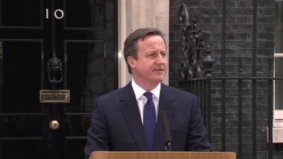 Prime Minister David Cameron gave a speech outside Downing Street.