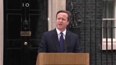 Prime minister David Cameron outside Downing Street