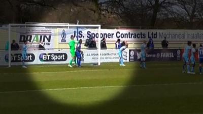 Manchester City goalkeeper Karen Bardsley appears to elbow Birmingham City forward Freda Ayisi