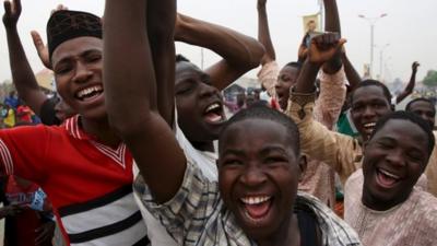 Supporters of the presidential candidate Muhammadu Buhari