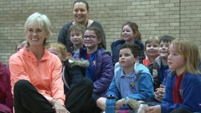 Judy Murray coaching kids in Dumfries