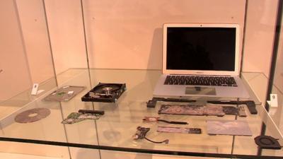 Edward Snowden's laptop on display at the Victoria and Albert Museum in London