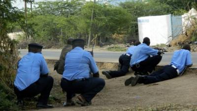 Kenyan police on campus in Garissa