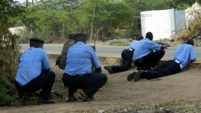 Kenyan police on campus in Garissa