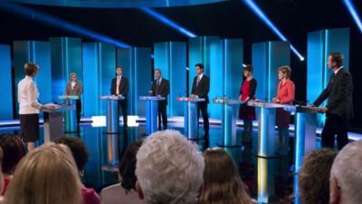 The leaders at the debate